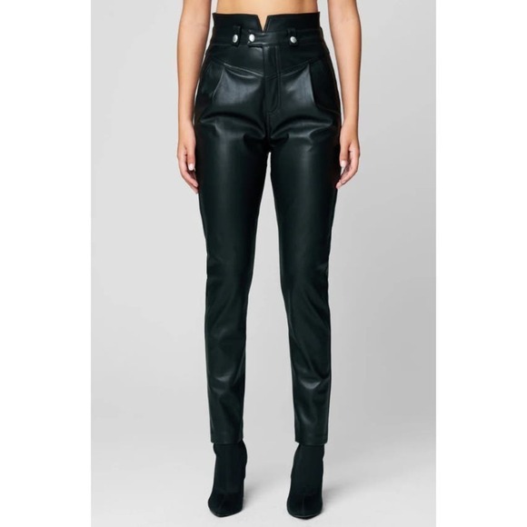 Blank NYC Women's High Waisted Leather Suspicious Mind Pants Size 25 Black NWT - Picture 3 of 12